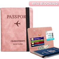 RFID-Blocking Passport Holder Wallet - PU Leather Cover for Men & Women, Card Holder, Travel Essential for Family Vacations