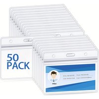 50TransparentPVCHorizontal ZipperIDCard clamp - Waterproof,Sealed Badge Holder,For Nurses and StaffID,Office Use |Meets the stan