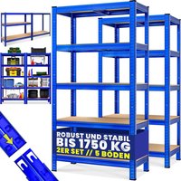 2 PCs heavy load shelf set 180x90x40 cm, 875 kg load load, 175 kg per level, 5 floors shelf and workbench, 5 steps basement shelf, storage rack