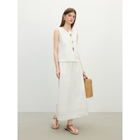FSLE MInimalism Style Sleeveless Elegant Temperament Top Skirt Set For Women 2025 Summer New Holiday Tassel Skirt 25FS12454