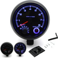 Jauge de tachymètre noire universelle pour voiture, éclairage intérieur bleu, véhicules Jane, 8, 7, 6, 5, 4, 3, 2, 1, intervalles, 0-3.75 tr/min, 8000 pouces