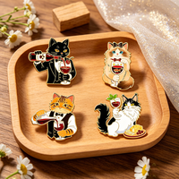 4PCS Wine Cat Enamel Pins Set Cute Wine Tasting Cats Brooches Funny Kittens Lapel Pins for Backpacks Jackets Ideal Gifts