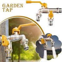 Double Headed Faucet Garden Hose Brass Adapter 1/2'' 3/4'' IBC Water Tank Connector With 2 Outlets Irrigation Joint Fitting