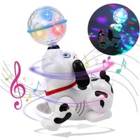 Spinning Dalmatian Toys Bump and Go Dancing Dog with Ball Music & Colorful Flashing Lights for Small Babies Infant Toddlers