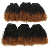 6Pcs Afro Kinky Curly Synthetic Hair Bundles 8 Inch Curly Weave Hair Sew In Ombre Brown Protein Fiber Marley Hair Extensions