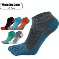1/5 Pairs Summer Toe Ankle Socks for Men Cotton Colorful Mesh Breathable Shallow Mouth Sweat-Absorbing Deodorant No Show Socks