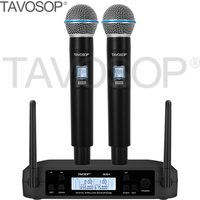 TAVOSOP UHF Wireless Microphone System 2channel with Handheld GLXD4 Professional UHF Microphone System for DJ Party KVT karaoke