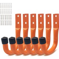 6PCS New Orange Anti-slip Garage Wall Hooks Heavy Duty Metal Utility Hangers for Bicycle Ladders Garden Tools Organizer