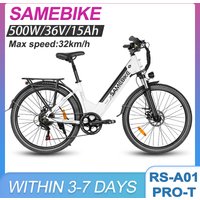 Samebike 26/27.5 Inch Electric Bike RS-A01PRO-T 36V15Ah Lithium Battery 500W Motor E-bike 7S Shifter Electric City Bicycle Lady