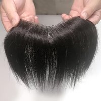 Men's 100% Human Hair Topper Piece - V-Loop Front PU Base 6" Short Straight Remy Hair | Natural Look, Secure Attachment