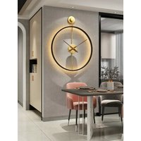 Spain Large Wall Clock Modern Silent Watches LED Light Creative Luxury Gold Clocks Wall Home Decor Living Room Decoration Gift