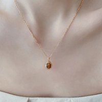 VENTFILLE 925 Sterling Silver Golden Tiger Eye Stone Necklace For Women Girl Circular Simplicity Jewelry Gift Dropshipping
