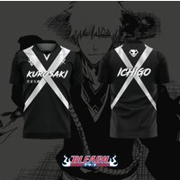 2026 Bandai BLEACH Anime ICHIGO 3D Print Football Jersey for Men's Tshirt Summer Sports Casual Loose Tees Kids/Adult Breathable