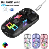 T200 Transparent Dual-mode Wireless Mouse Built-in 400mAh Lithium RGB backlight Battery Office Mouse For PC and eed Notebook