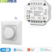 Tuya Smart Life WiFi AC Triac Dimmer Controller Push Switch 2.4G Wireless Rotary Knob Dimming Remote for Alexa Google Assistant