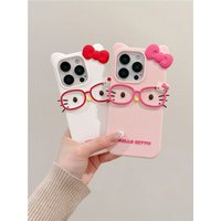 3D Glasses Cat Silicone Phone Case For iPhone 17 Pro Max 16 15 Plus 14 13 Mini 12 11 4 4S 5 5S 7 8 SE
