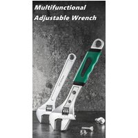 8/10/12 inch Adjustable Dual-Purpose Wrench,Drop Forged CR-V Steel,Large Open Spanner Wrench,Crescent Grip for Greater Leverage