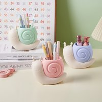 1PC Cartoon Snail Pen Holder Desktop Office Pen Cup High-Value Stationery Storage Box for Boys and Girls Makeup Brush Storage