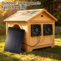 10W Waterproof Solar Powered Dual Fan Ventilation System Exhaust Fan for Outside Shed Dog House Greenhouse RV Chicken Coop
