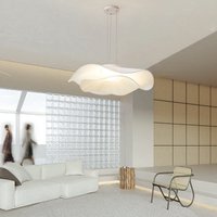 White Fabric Chandeliers LED Modern Dining Table Lamp Minimalist Bedroom Dining Room Living Room Hanging Chandelier Indoor Lamps
