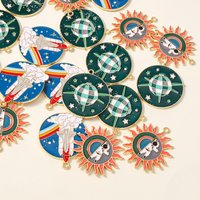 10pcs Enamel Satellite Sun Rocket Charms for Jewelry Making DIY Earrings Pendants Necklaces Keychain Charms Accessories