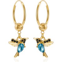 Exquisite Hummingbird Hoop Pendant Crystal Dangle Earrings Gold Color Earrings for Women's Wedding Birthday Party Jewelry Gift