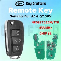 Key Crafters 8E CHIP 315/433/868MHz 4F0837220M/T/R Flip Remote Car Key For Audi A6 A6L Q7 2004-2015 IYZ 3314 image 3