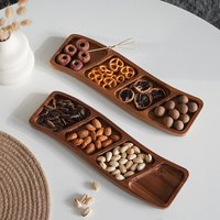1PC Wooden Divided Snack Plate Premium Compartment Tray for Cookie Nut Dried Fruit Tableware Home Decor Household Supplies
