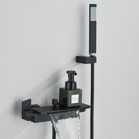 Robinet de Douche Mural Noir Effet Cascade pour Baignoire, Mitigeur Chaud/Froid pour Douche et Baignoire