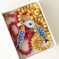 Handmade Blue Bead Weave Fish Pendant Necklace Ocean Style Accessory for Ladies Elegant Good Quality Gift for Beach Goers