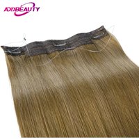 Straight Fish Line Human Hair Extension 100% Brazilian Human Hair 4 Clips in One Piece Natural Hair Extension With Clips 613#