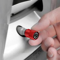 Aluminum Alloy Tire Valve Caps & PU Leather Zinc Alloy Keychain Set for Mazda 2 3 5 6 BL BM GJ CX-3 CX-4 CX-5 CX-7 CX-8