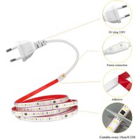 120LED/m LED bande lumineuse 220v Flexible et 10cm découpable barre de lampe souple 2835 ruban adhésif prise ue vanité armoire décor à la maison