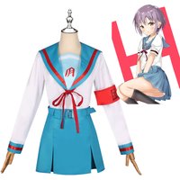 Suzumiya Haruhi Cosplay Costume Anime The Melancholy of Haruhi Suzumiya Cosplay Dress Wig Women Jk Uniform Top Skirt Suits
