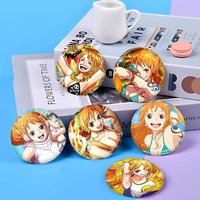 O-ONE-P-PIECE Nami Round Button Pins Slogan Creative Brooches Backpack Clothes Decoration Fashion Cartoon Jewelry Gifts