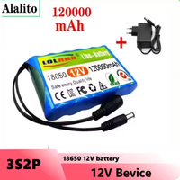NEW 3S2P 12V 120Ah Lithium Ion Battery 18650 12.6V 120000mAh DC Rechargeable CCTV Camera Monitor Replacement Battery 12V Charger