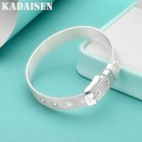 Special Wholesale Fine Jewelry 925 Sterling Silver Beautiful Watchband Bracelet 10mm Width For Woman Fashion Wedding Party Gifts