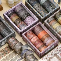 12 Rolls European Retro Pattern Washi Tapes for Scrapbooking, Journaling, DIY Planner, Stationery Decor Supplies