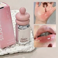 Pinkyfocus Clear Gloss Lip Oil Moisturizing Glass Finish Non-Sticky Nude Shade Ideal for Layering to Brighten Lips