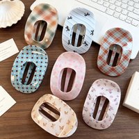 9.5CM Fashion Oval Hollow Hair Claw Clips Women Elegant Marbling PVC Flat Hair Grips Premium Colorful Updo Hair Barrettes