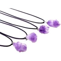 Personality Jewelry Gift Raw Stone Women Amethyst Korean Style Jewelry Crystal Necklace Female Necklace Geometry Clavicle Chain