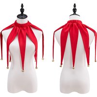 Clown Red Collar Halloween Jester Performance Costume Collar Accessories Fairy Tale Circus Collar With Bells