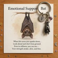 Bat Keychain Emotional Support Bat Inspirational Keychain Motivational Gifts Accessories for Bags with Encouragement Cards