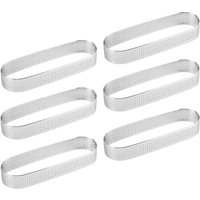 3PCS Tartlet Ring Set, Food Grade Stainless Steel Thickened Oval, Perforated Nonstick, For Mousse Cake Pastry Baking