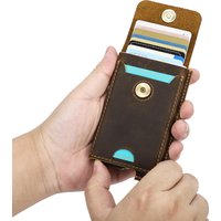 CONTACT'S Men's Credit Card Holder Wallet RFID Genuine Leather Hasp Card Case Man Casual Designer Mini Cards Aluminum Box Purse