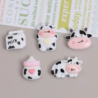 Wholesale New Cartoon Glossy Black and White Cow Creative Handmade DIY Cream Resin Small Accessories Decoration Materials