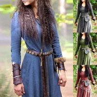 Mittelalterliches Kleid für Damen, langärmelig, Maxi-Robe, Vintage-Fee, Elfenkleid, Renaissance, keltische Wikinger, Gothic-Kleidung, Fantasy-Ballkleid