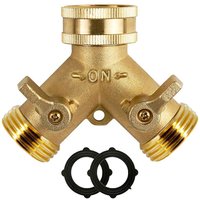 Brass 3/4" Garden Hose Splitter 2 Way Tap Y-Type Watering Connector Garden Tap For Outdoor Faucet