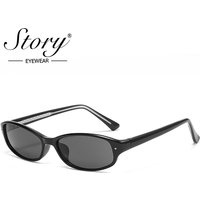 STORY Vintage Rivet Narrow Rectangle Sunglasses Women Men Retro Small Oval Sun Glasses UV CP Temples Shades Gafas De Sol S17024H