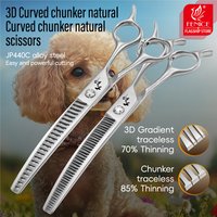Fenice JP440C 7Inch 3D Gradient Traceless Teeth Canine Hairdressing Scissors Pet Curved Natural/Chunker Grooming Shears 70/85%